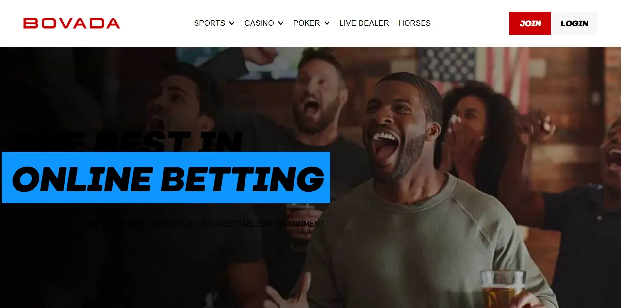 Bovada's home page on its own site (bovada.com), desktop view